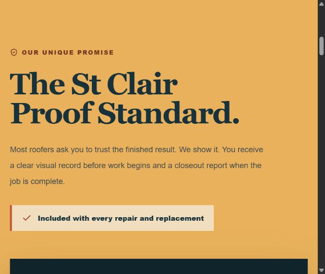 Preview of the St Clair Proof Standard on the roofing demonstration website